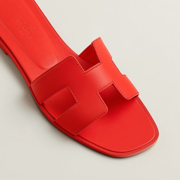 Hermes NWT Oran Sandals Jaipur Red Size US 7 / EU 37.5 - Picture 2 of 10